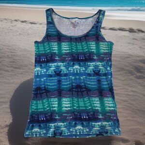 Faded Glory Women’s Tank Top Purple Green Blue Tie-Dye Juniors Size XXL